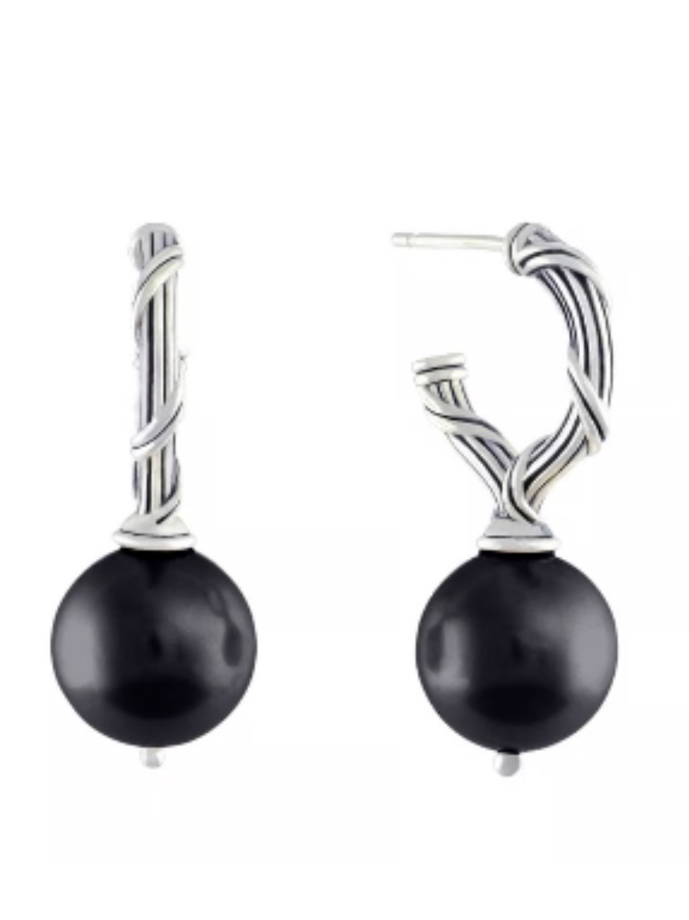 New Peter Thomas Roth Silver and Black Onyx Earrings